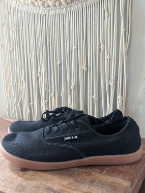 NWT WHITIN Men’s Minimalist Barefoot Sneakers - Black/Gum - Size 44